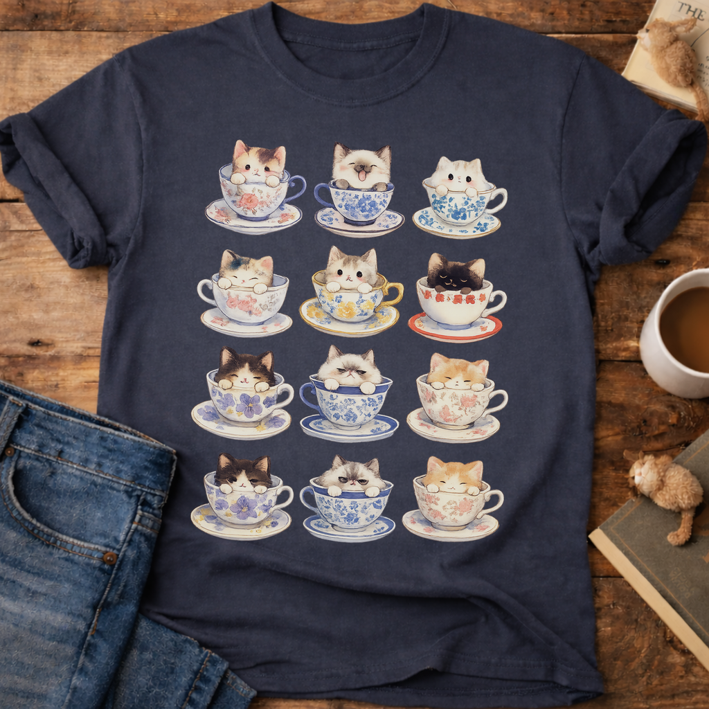 Kawaii Cats in Teacups T-Shirt