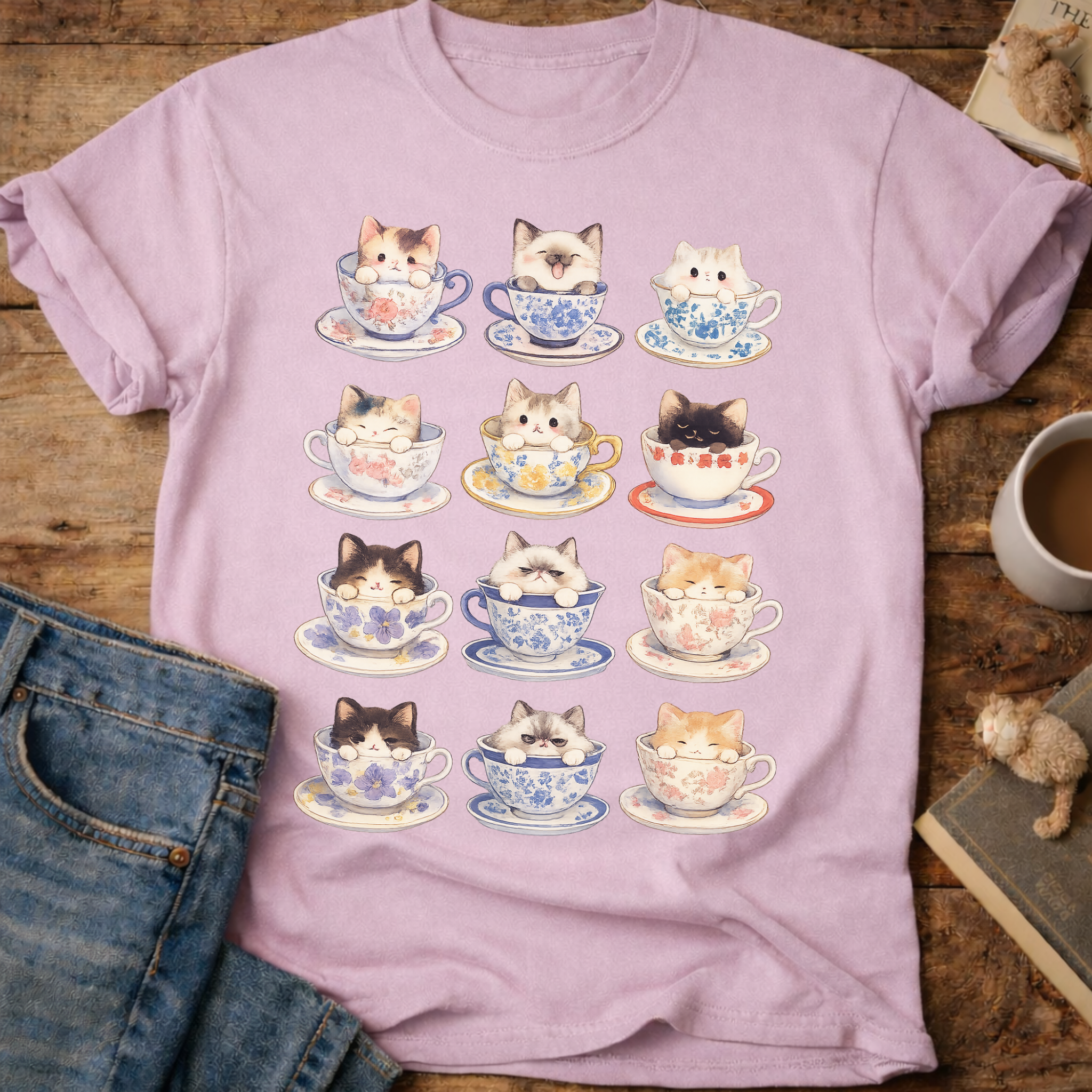 Kawaii Cats in Teacups T-Shirt
