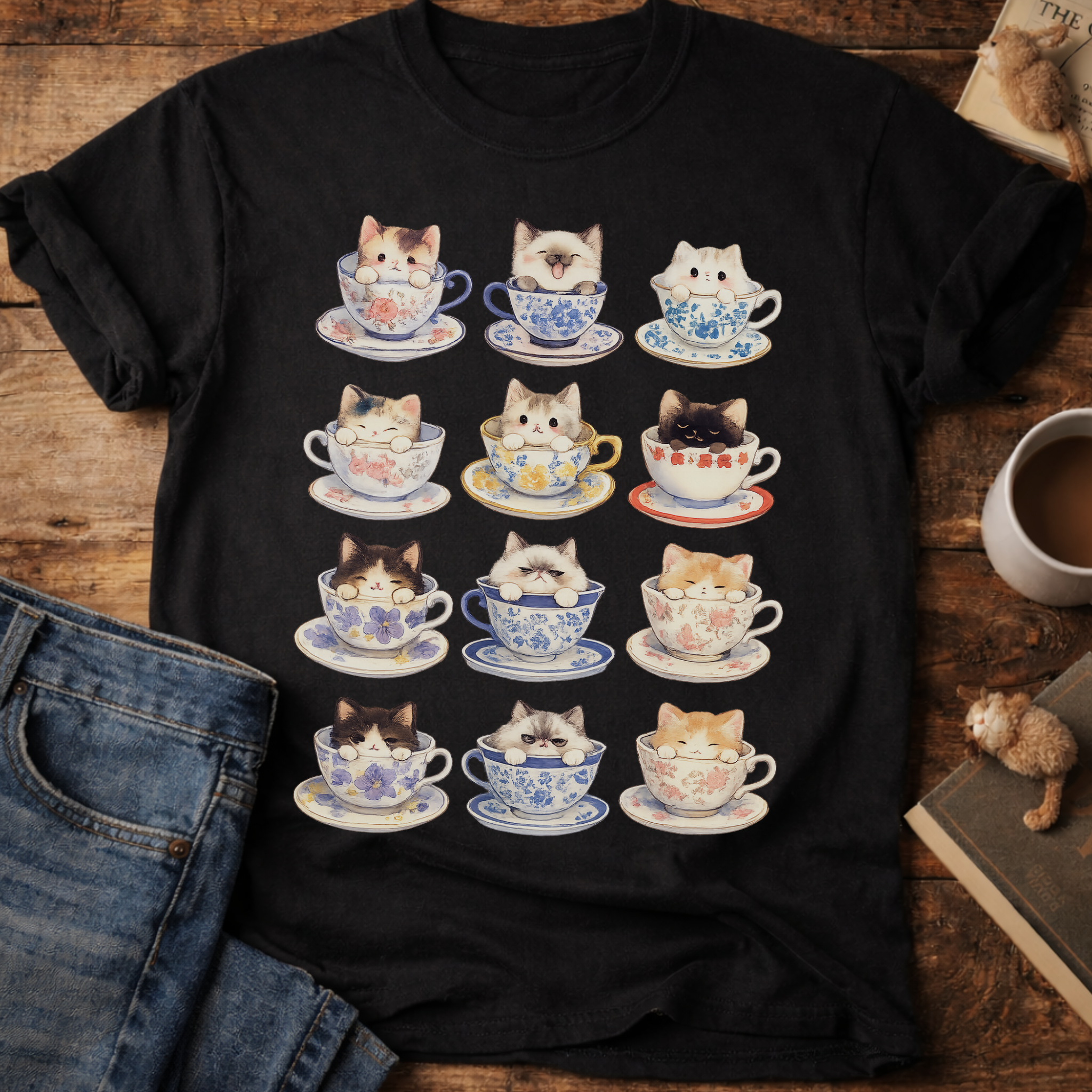 Kawaii Cats in Teacups T-Shirt