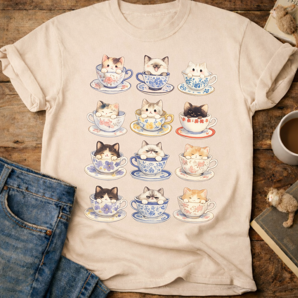 Kawaii Cats in Teacups T-Shirt