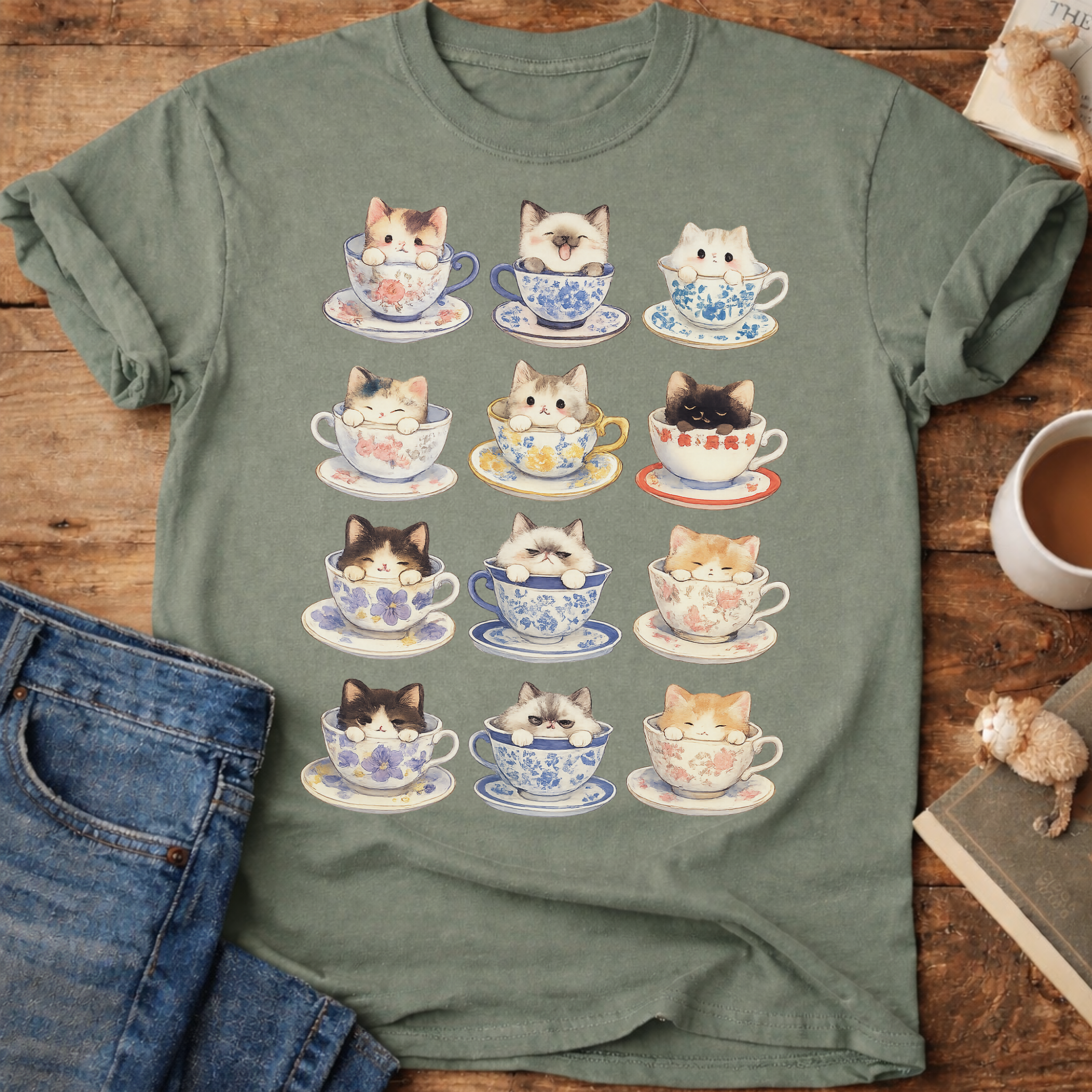 Kawaii Cats in Teacups T-Shirt