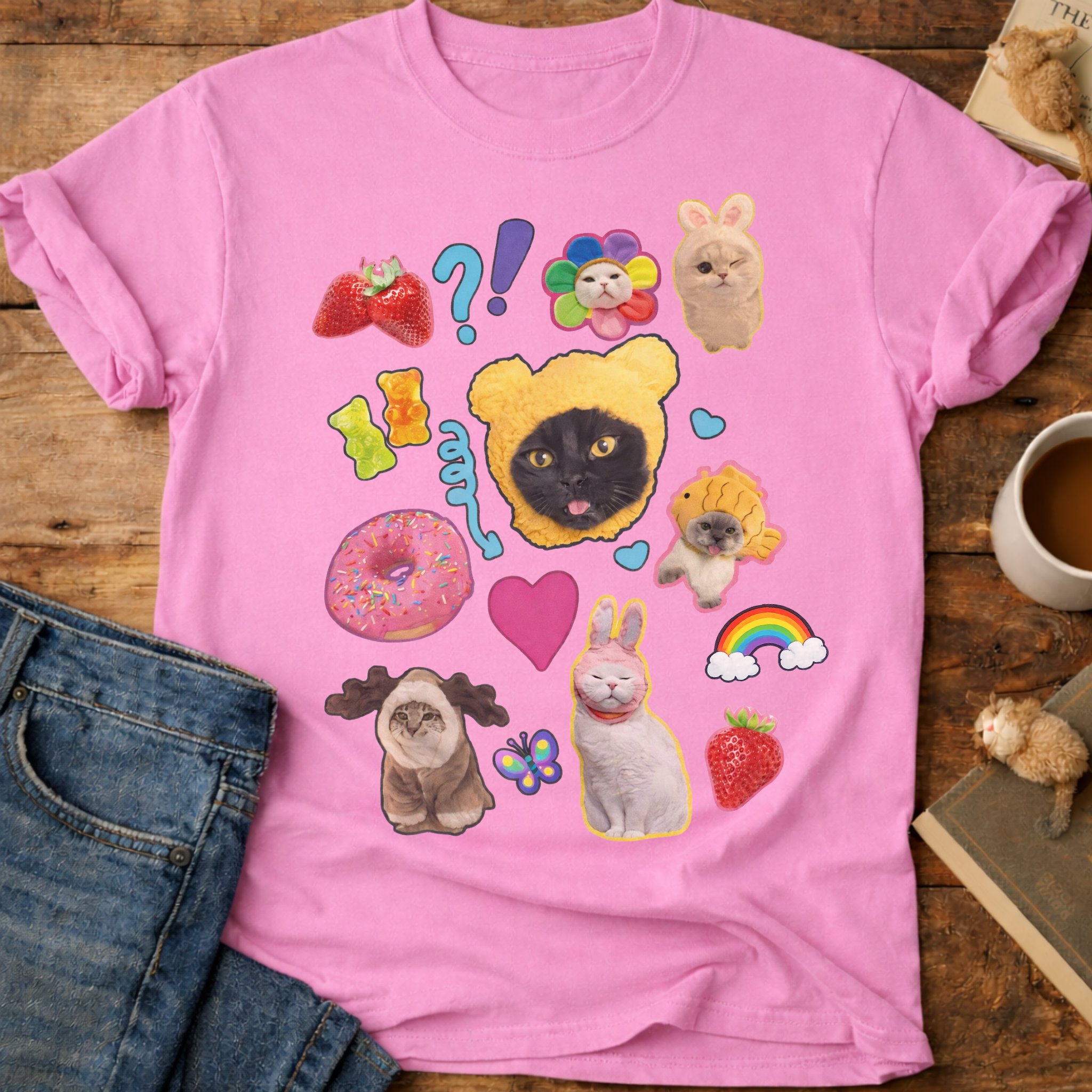 Cute Cats Sticker Collage T-Shirt