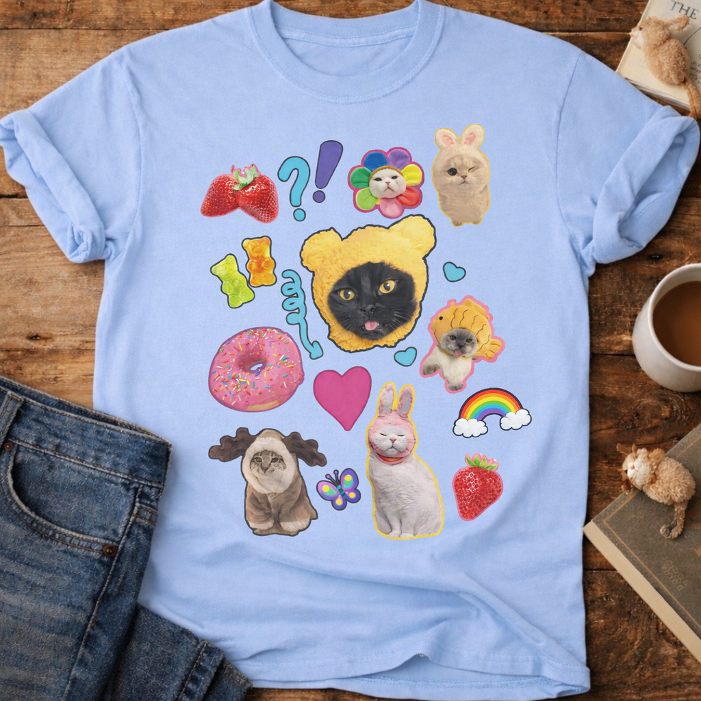 Cute Cats Sticker Collage T-Shirt