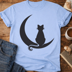 Cat on Crescent Moon T-Shirt