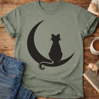 Cat on Crescent Moon T-Shirt