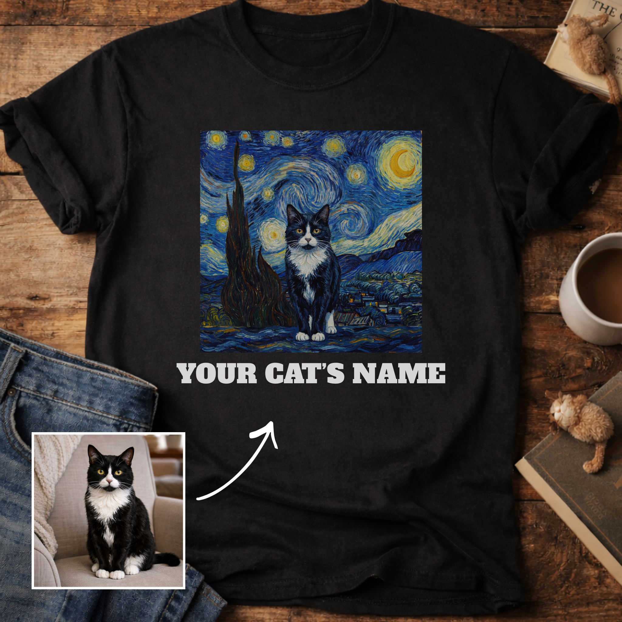 Personalized Starry Night Cat T-Shirt