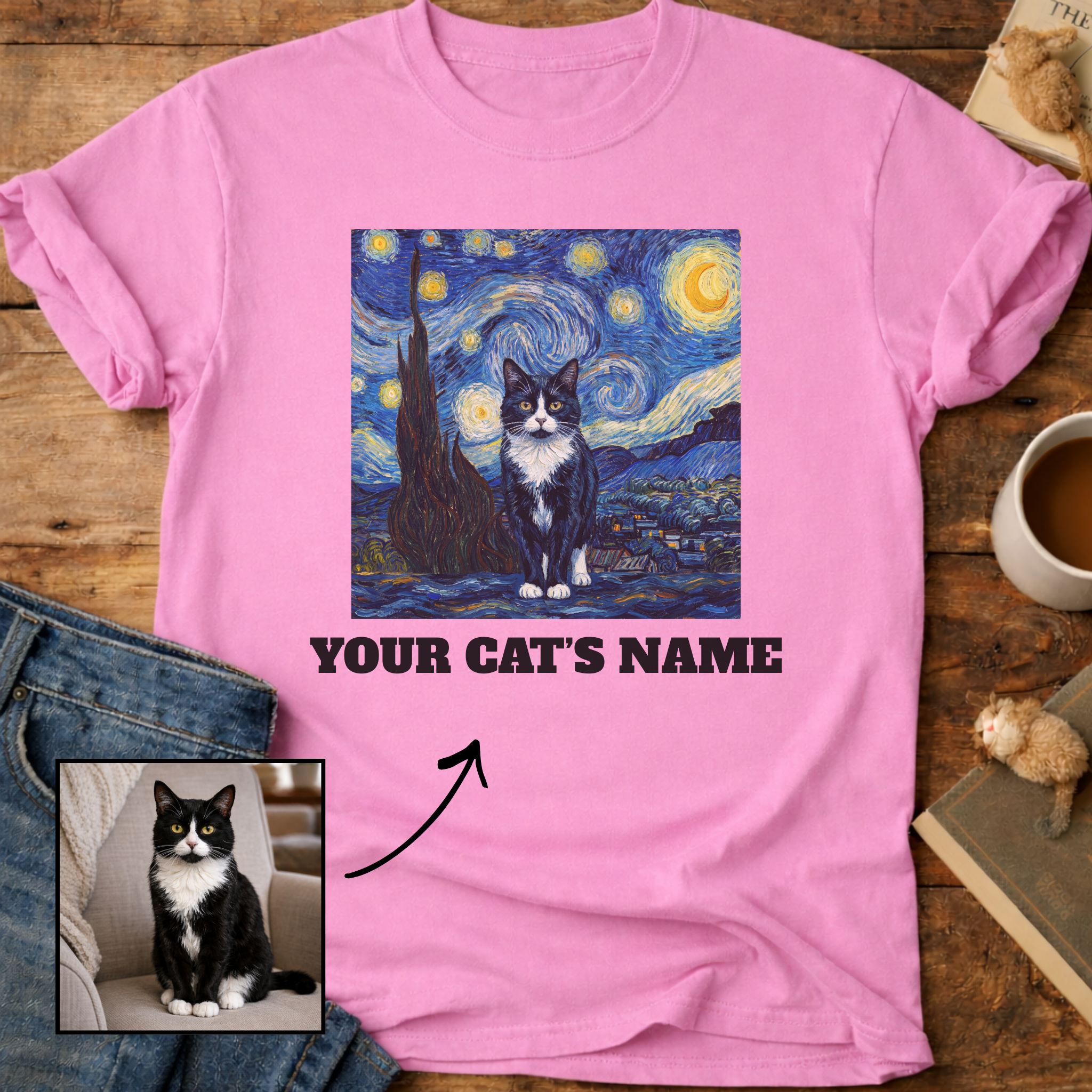 Personalized Starry Night Cat T-Shirt