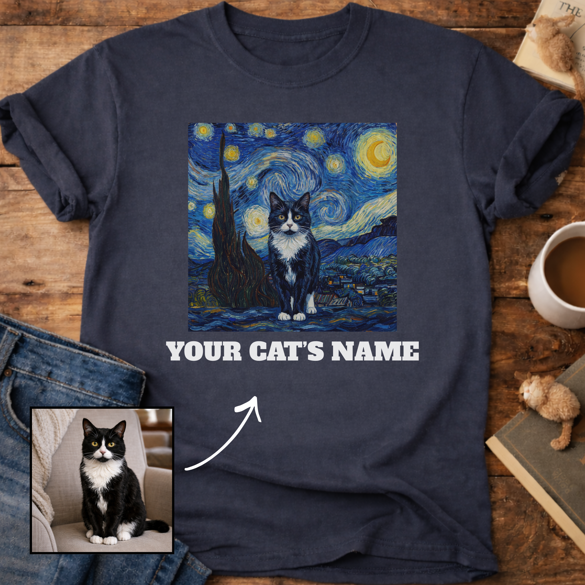 Personalized Starry Night Cat T-Shirt