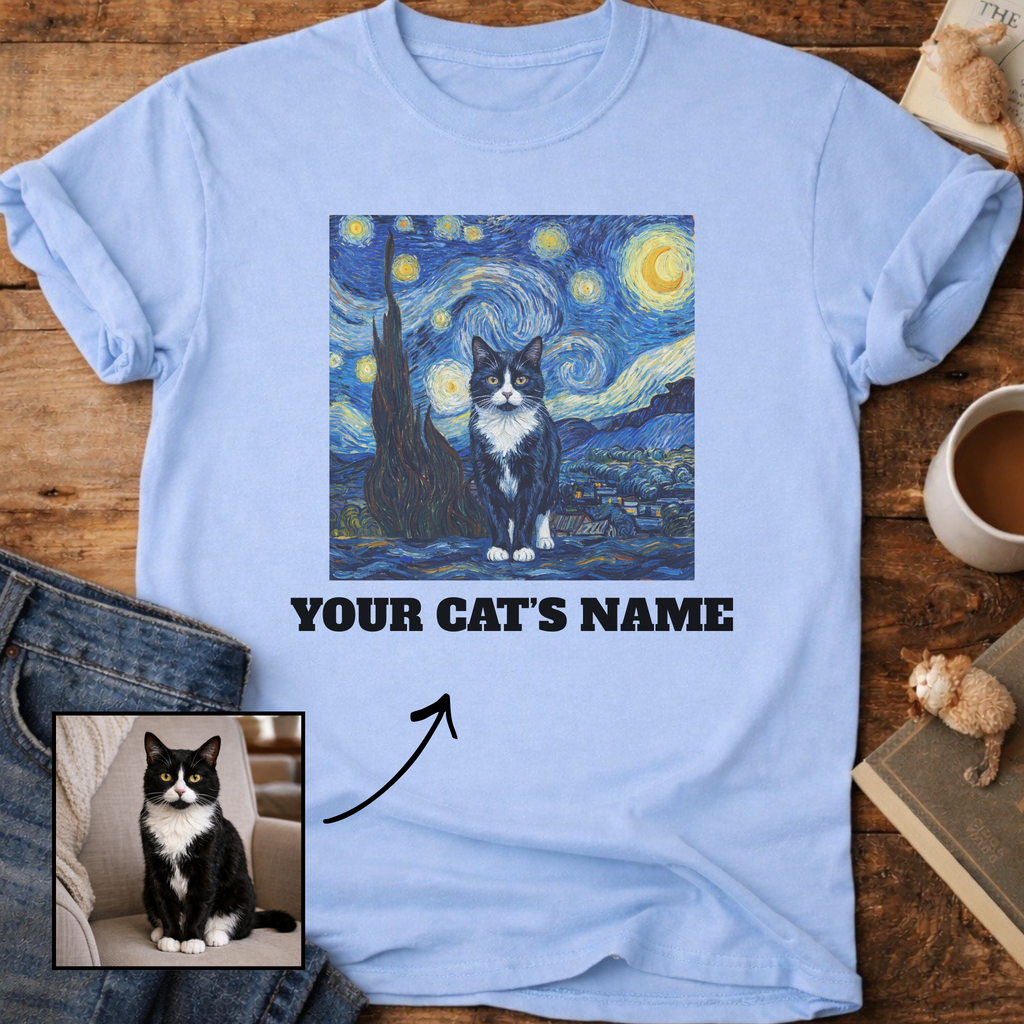 Personalized Starry Night Cat T-Shirt