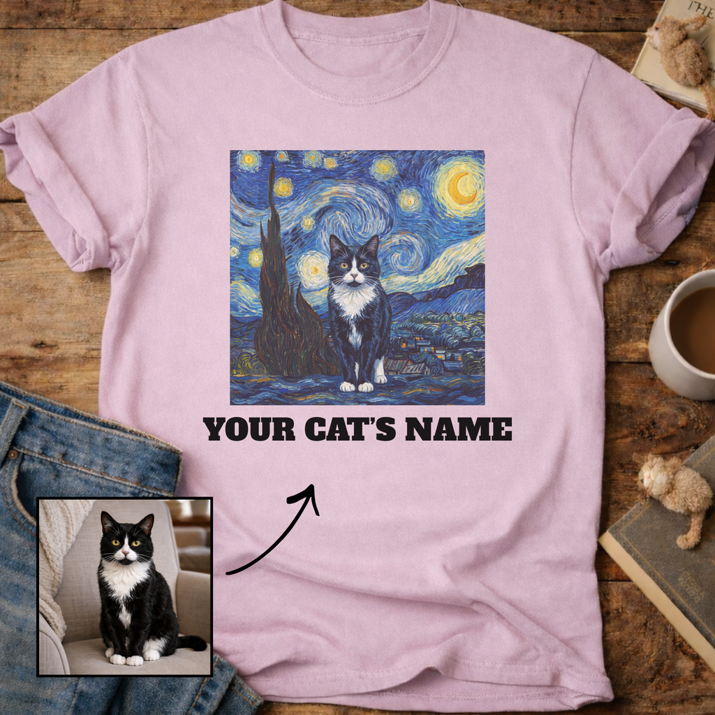 Personalized Starry Night Cat T-Shirt
