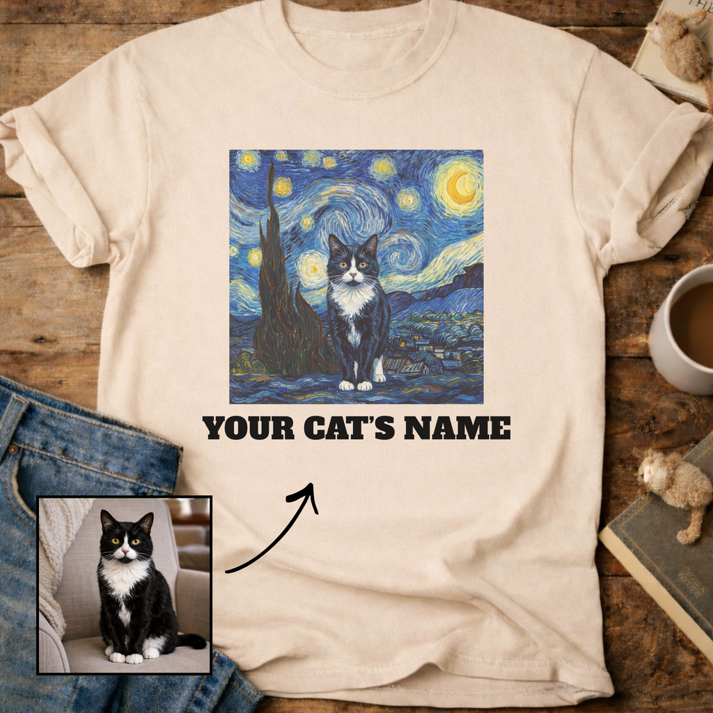Personalized Starry Night Cat T-Shirt