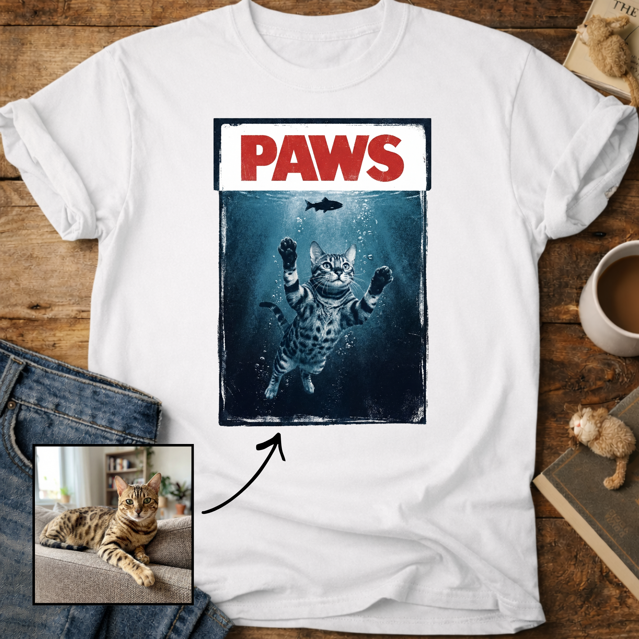 Personalized PAWS Cat T-Shirt