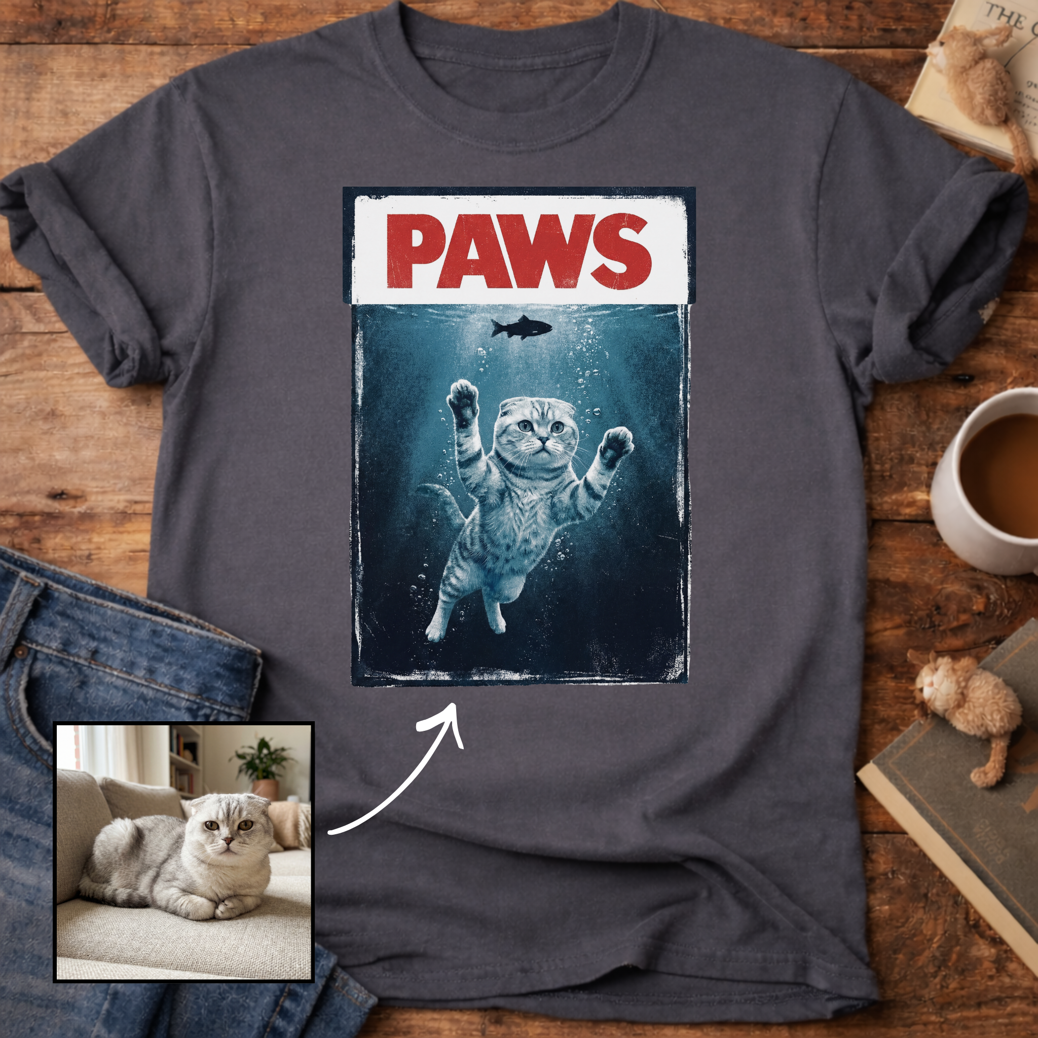Personalized PAWS Cat T-Shirt