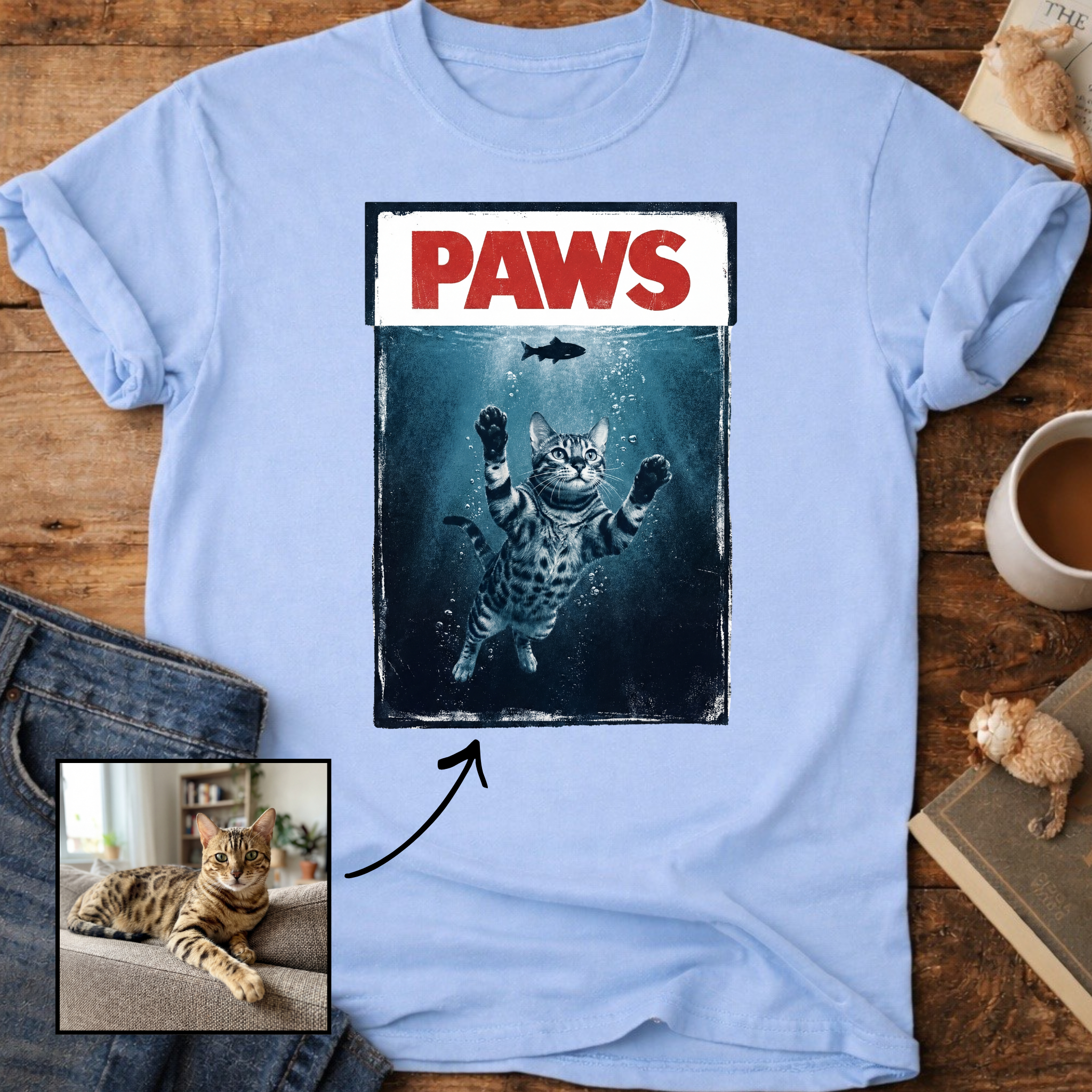 Personalized PAWS Cat T-Shirt