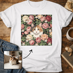 Personalized Floral Cat Portrait T-Shirt