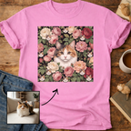 Personalized Floral Cat Portrait T-Shirt
