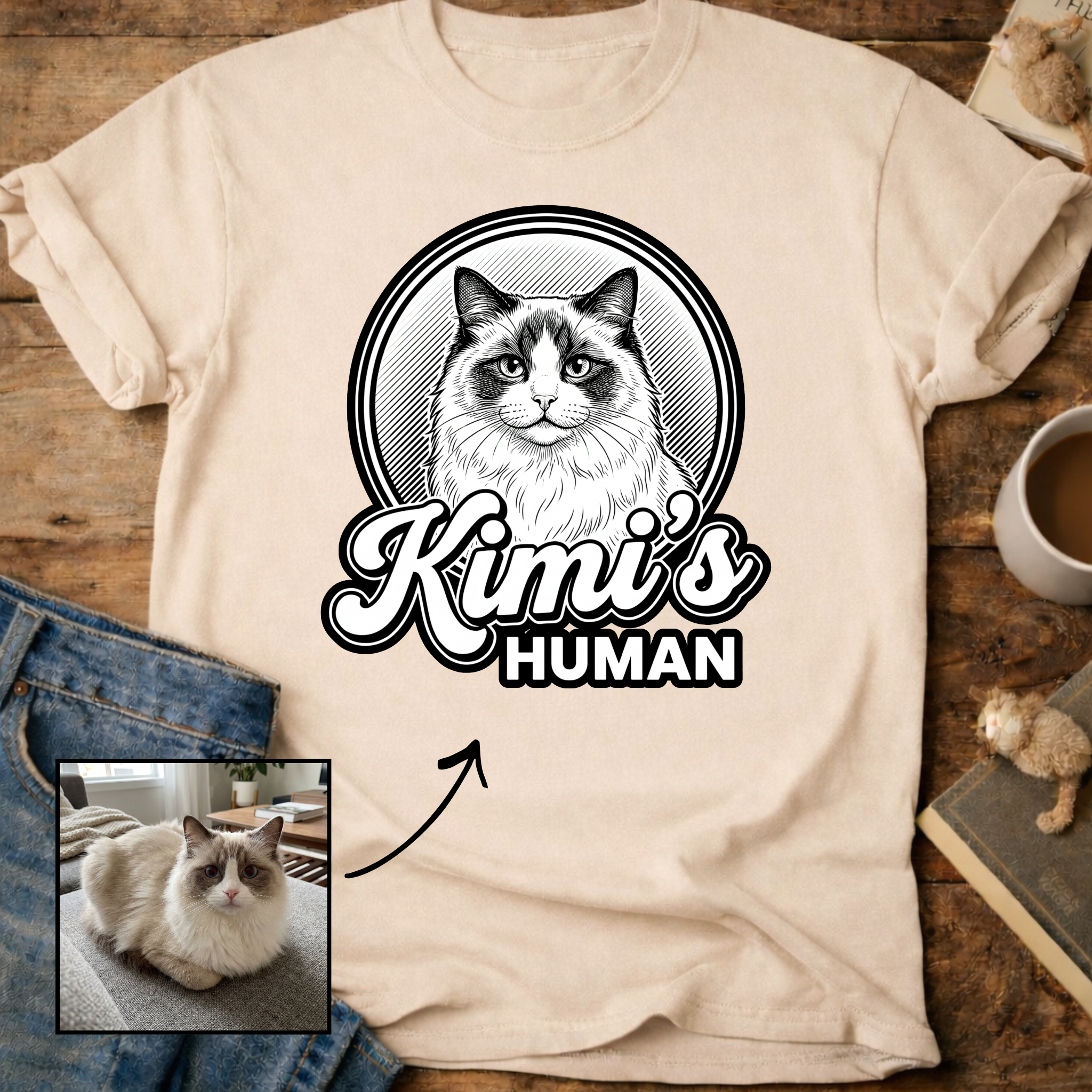 Personalized Cat's Human T-Shirt