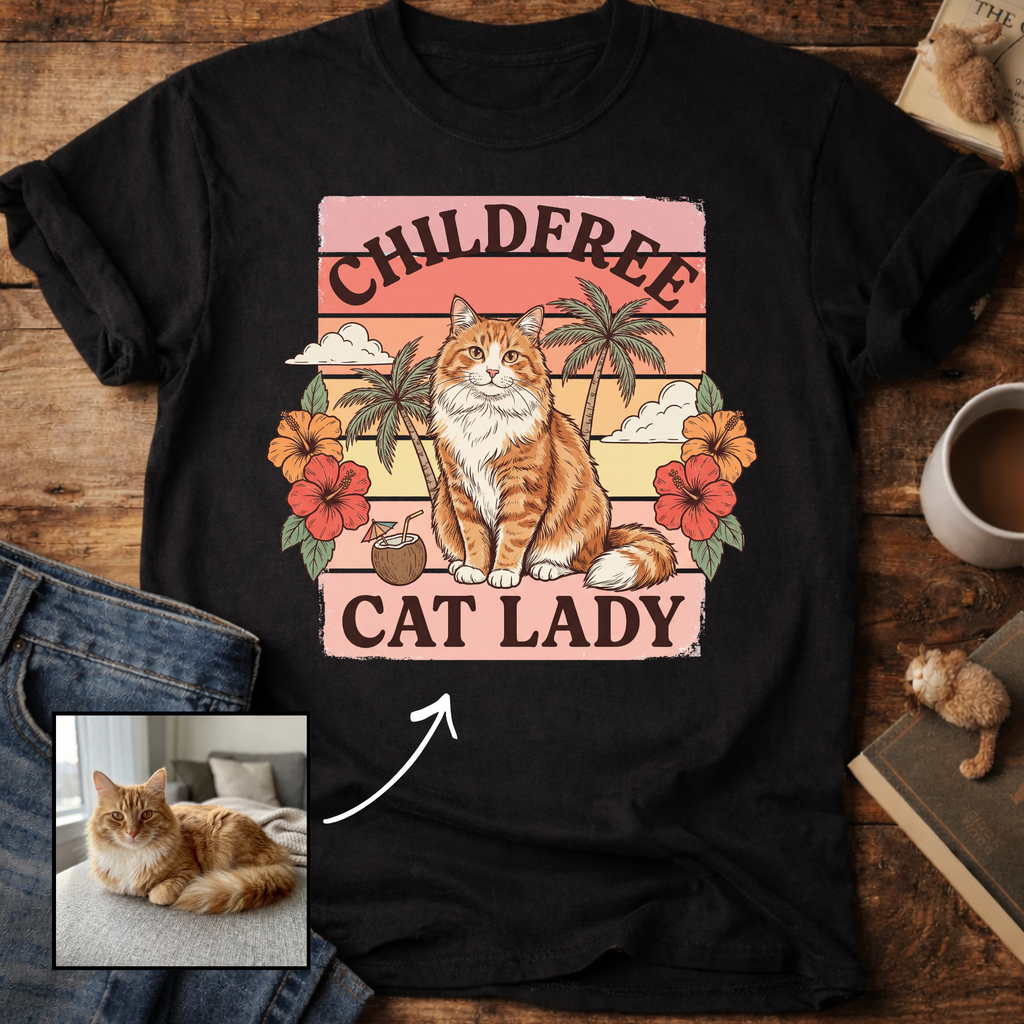 Childfree Cat Lady Customizable Personalized T-Shirt