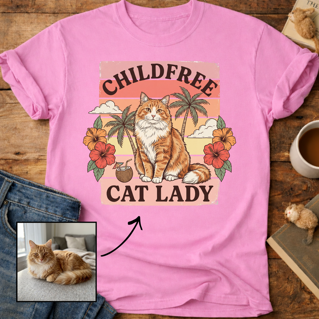 Childfree Cat Lady Customizable Personalized T-Shirt