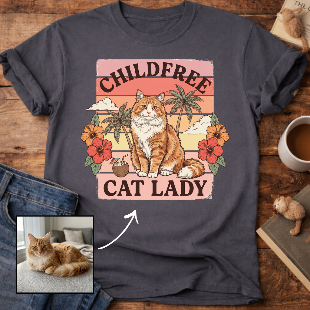 Childfree Cat Lady Customizable Personalized T-Shirt