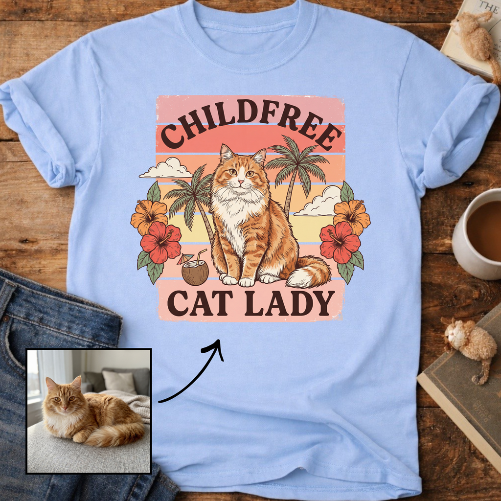 Childfree Cat Lady Customizable Personalized T-Shirt