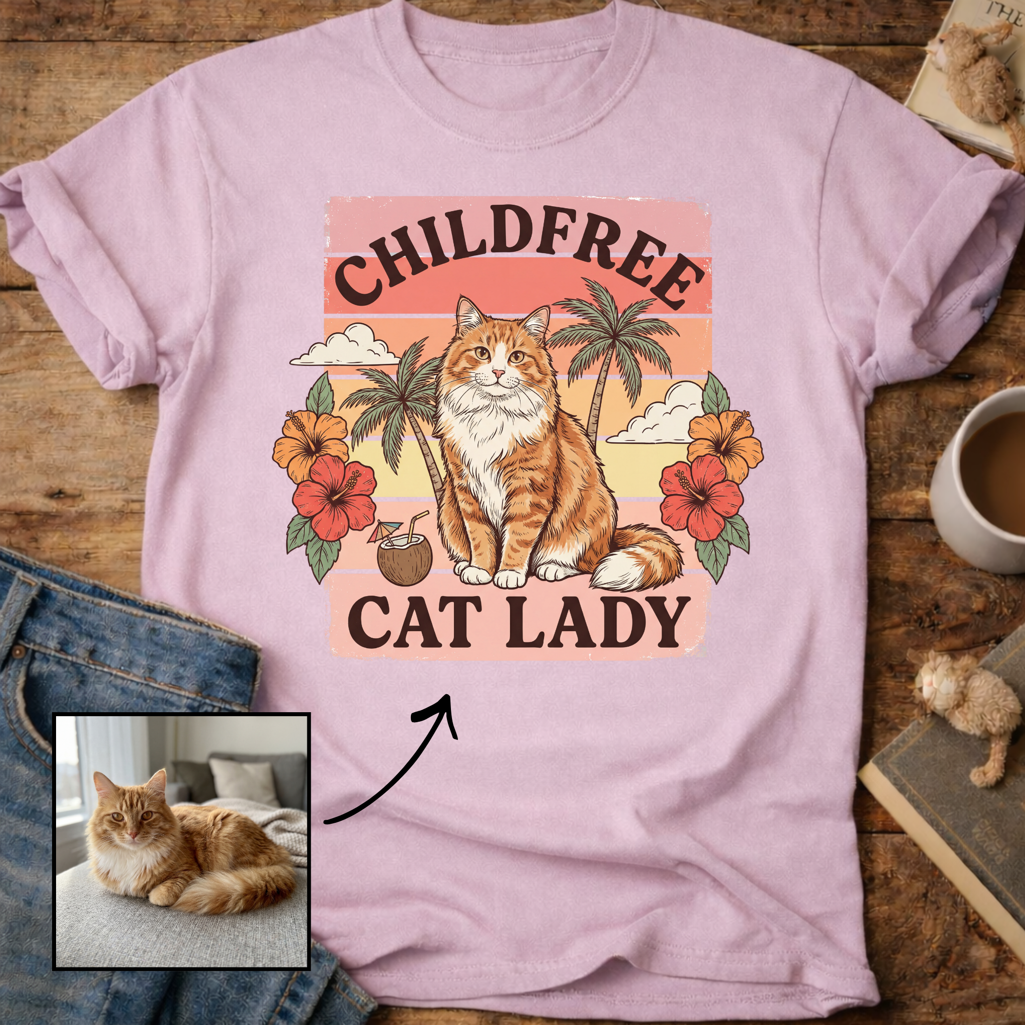 Childfree Cat Lady Customizable Personalized T-Shirt
