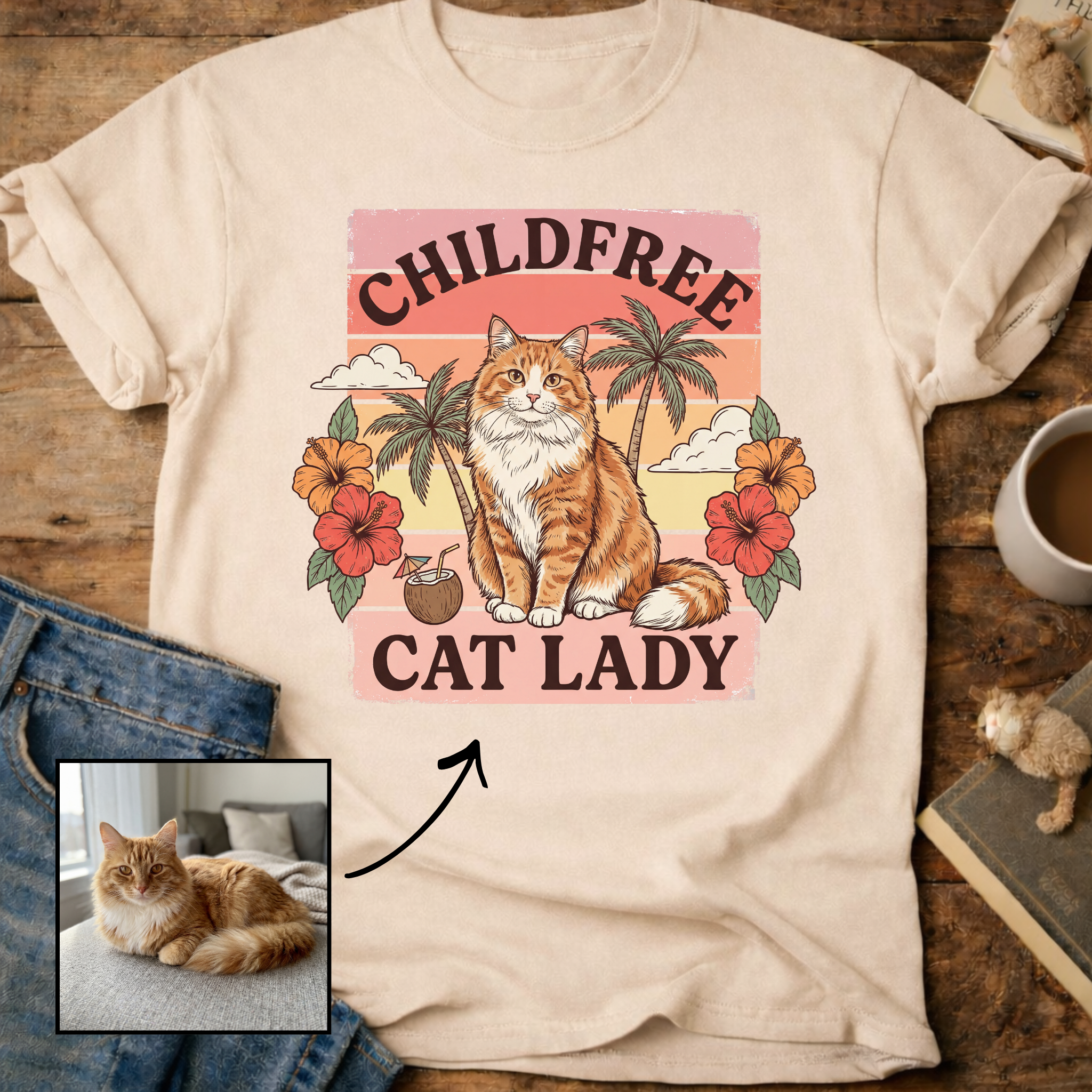 Childfree Cat Lady Customizable Personalized T-Shirt