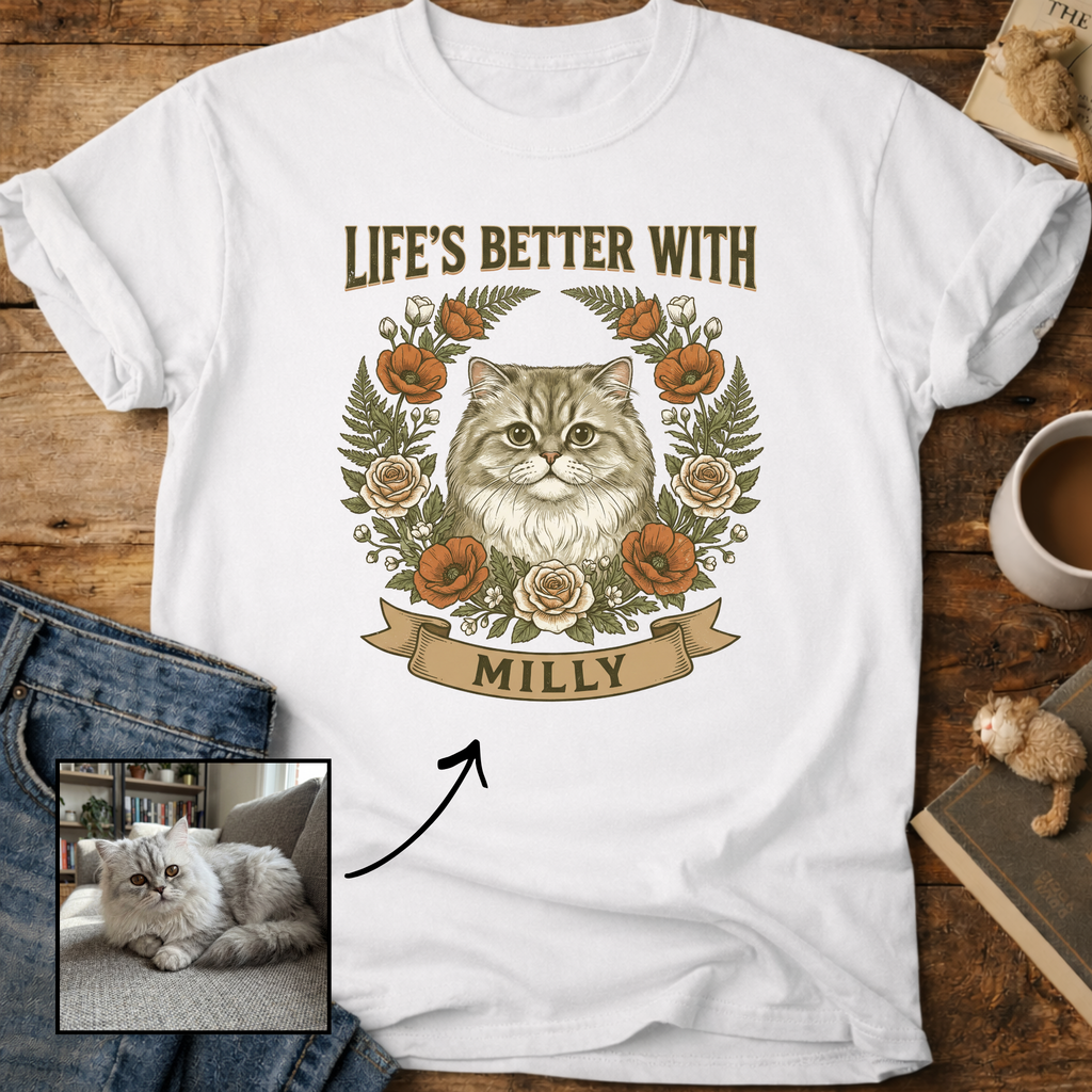 Life is Better With Your Cat Customizable Personalized T-Shirt