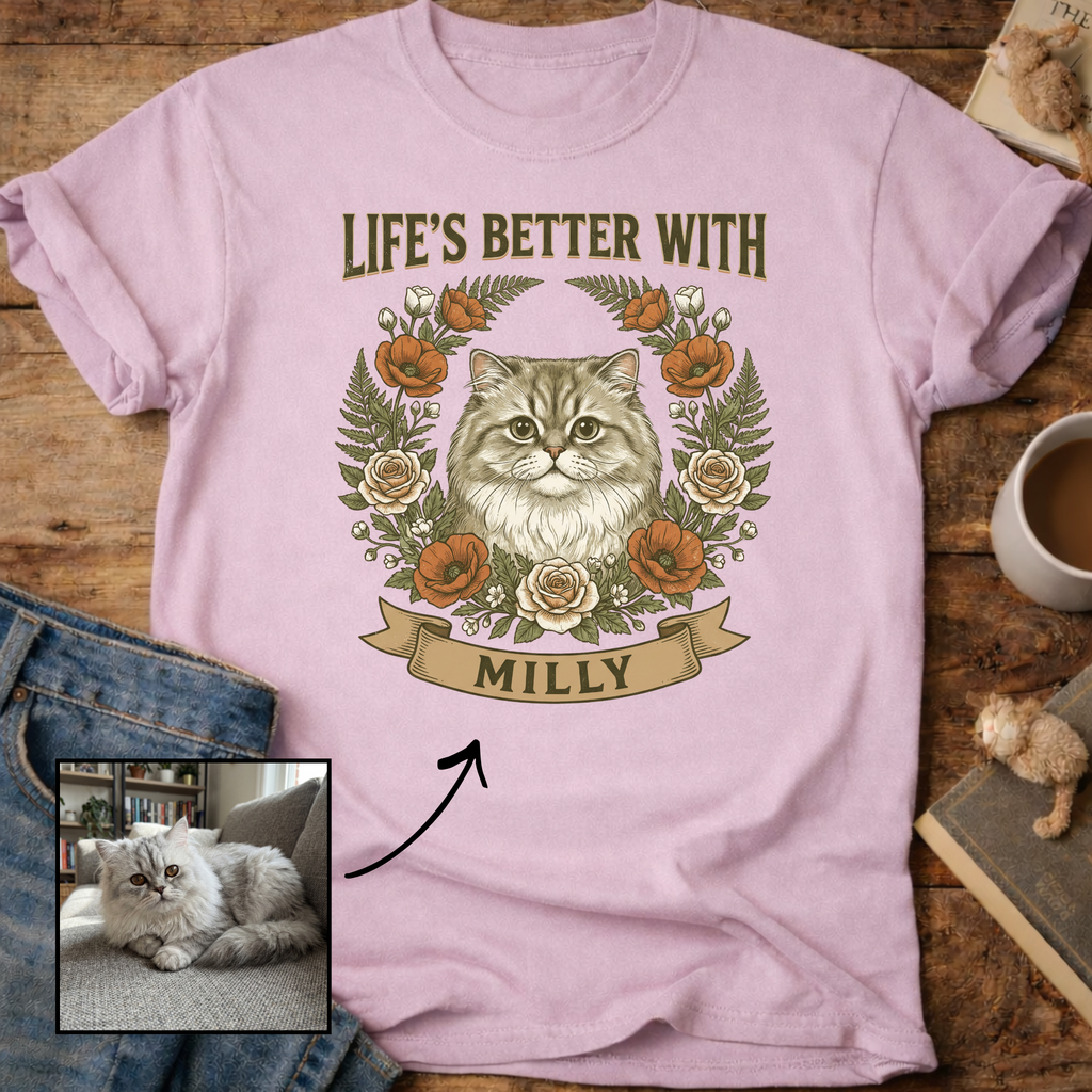 Life is Better With Your Cat Customizable Personalized T-Shirt