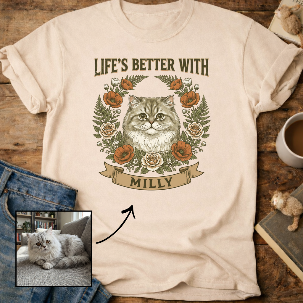 Life is Better With Your Cat Customizable Personalized T-Shirt