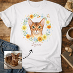 Floral Cat Design Customizable Personalized T-Shirt