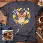 Floral Cat Design Customizable Personalized T-Shirt