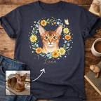 Floral Cat Design Customizable Personalized T-Shirt