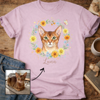Floral Cat Design Customizable Personalized T-Shirt