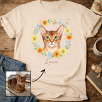 Floral Cat Design Customizable Personalized T-Shirt