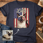 Personalized Patriotic Flag T-Shirt Cat Customizable