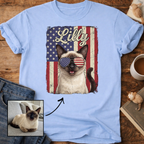 Personalized Patriotic Flag T-Shirt Cat Customizable