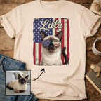 Personalized Patriotic Flag T-Shirt Cat Customizable