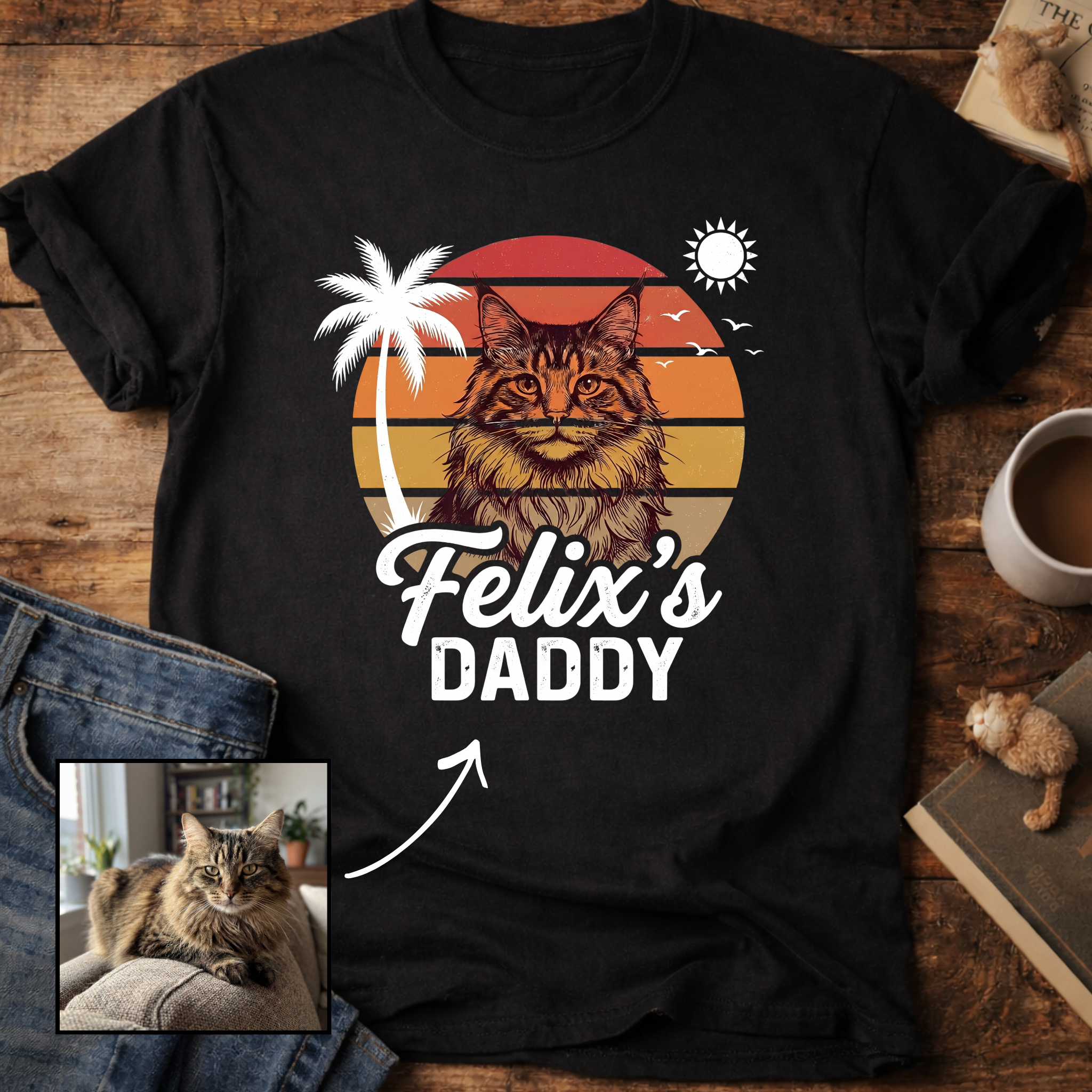 Personalized Custom Daddy Cat T-Shirt