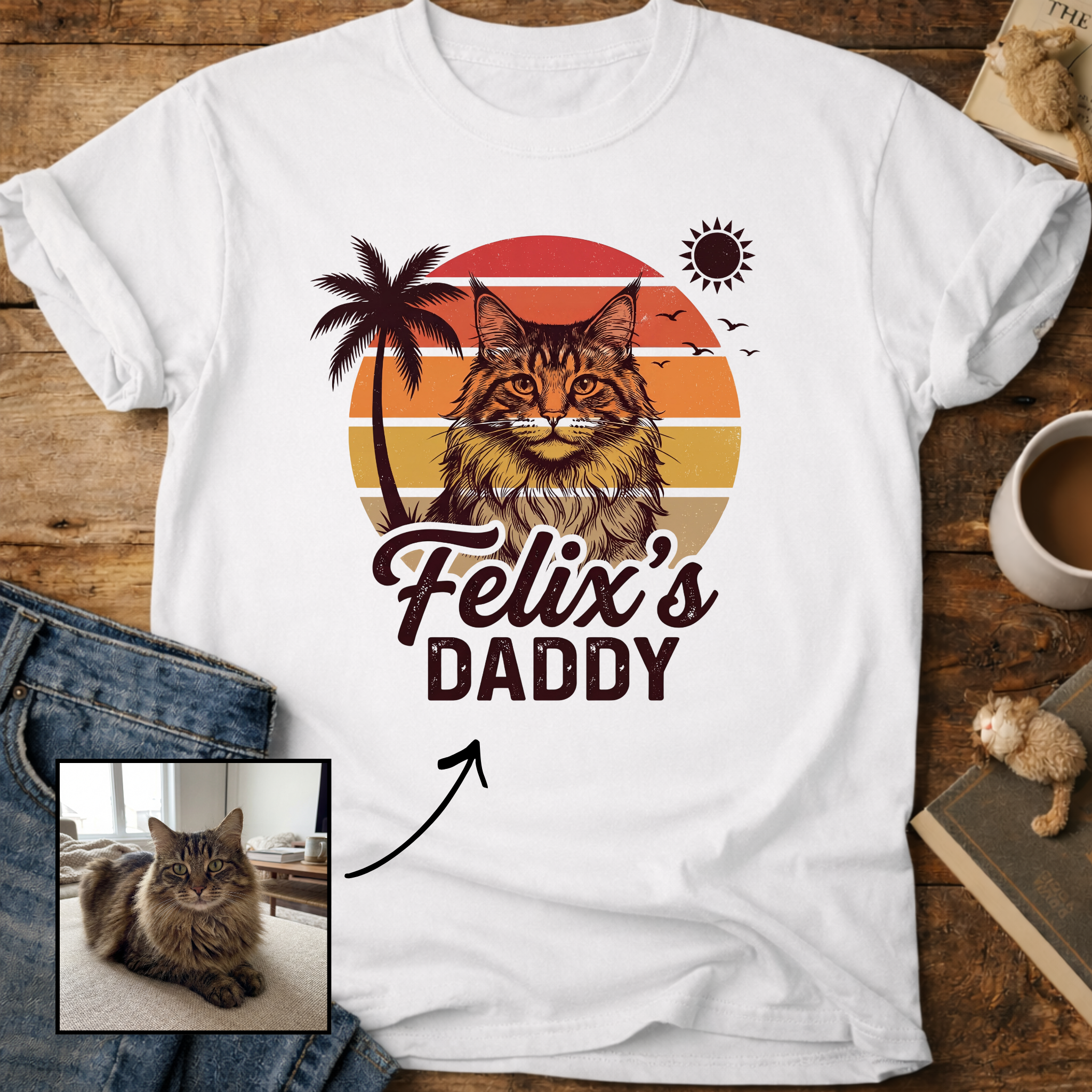Personalized Custom Daddy Cat T-Shirt