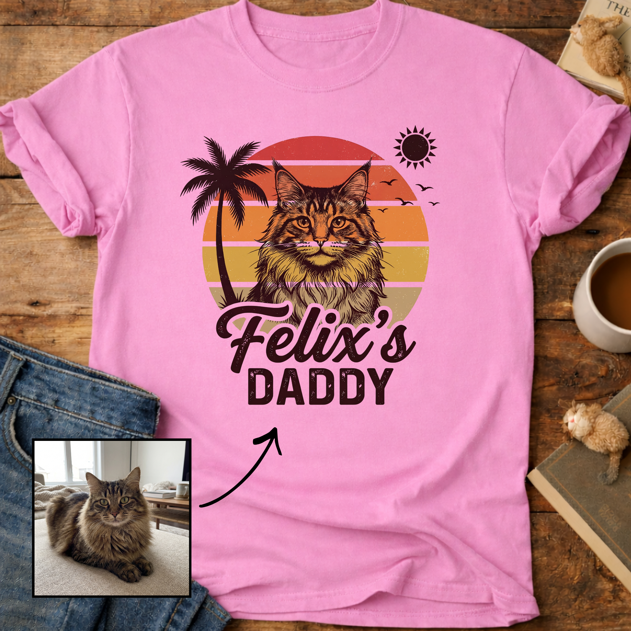 Personalized Custom Daddy Cat T-Shirt