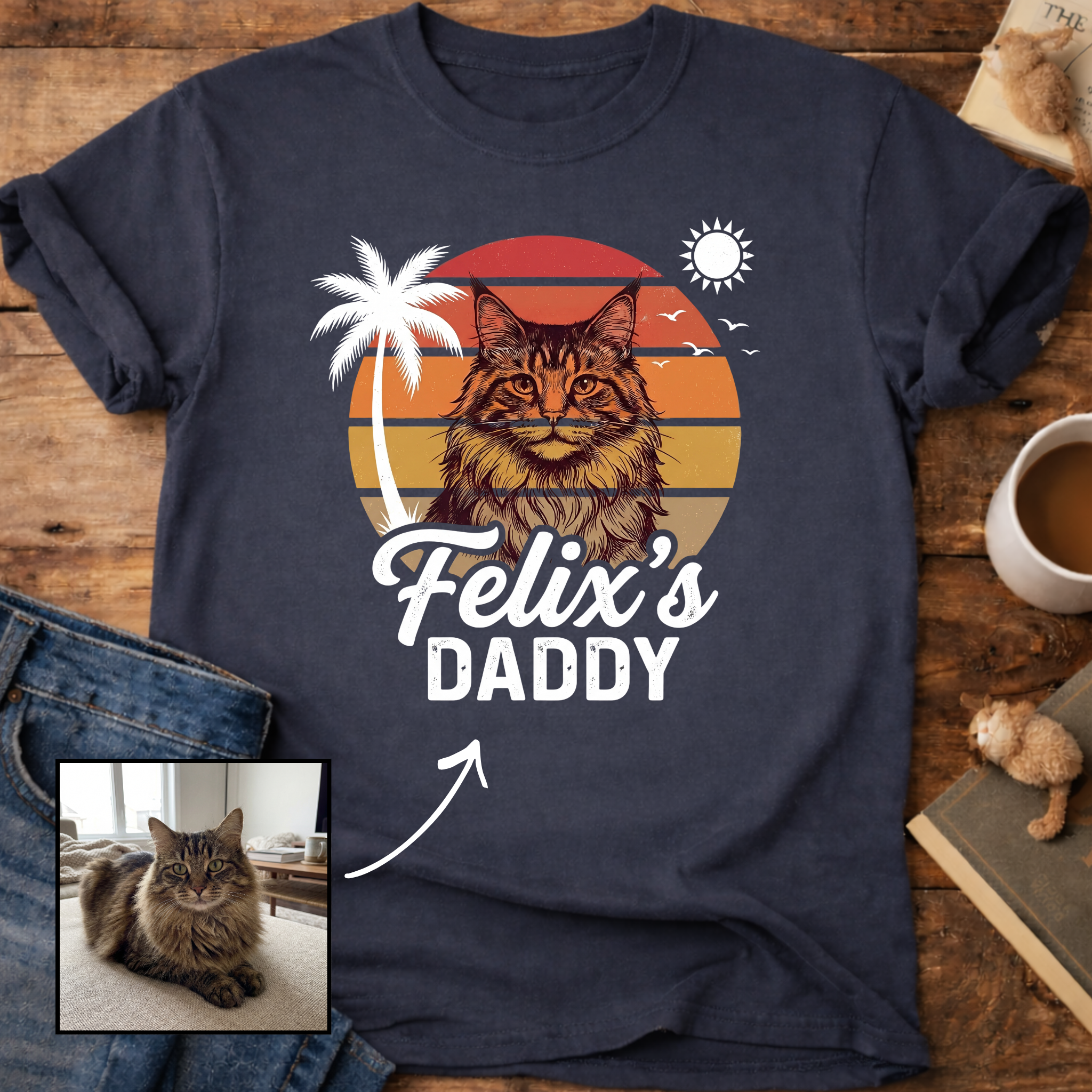 Personalized Custom Daddy Cat T-Shirt