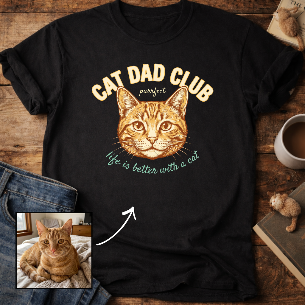 Customizable Personalized Cat Dad Club T-Shirt