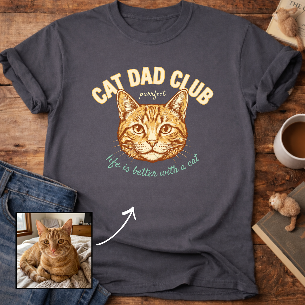 Customizable Personalized Cat Dad Club T-Shirt