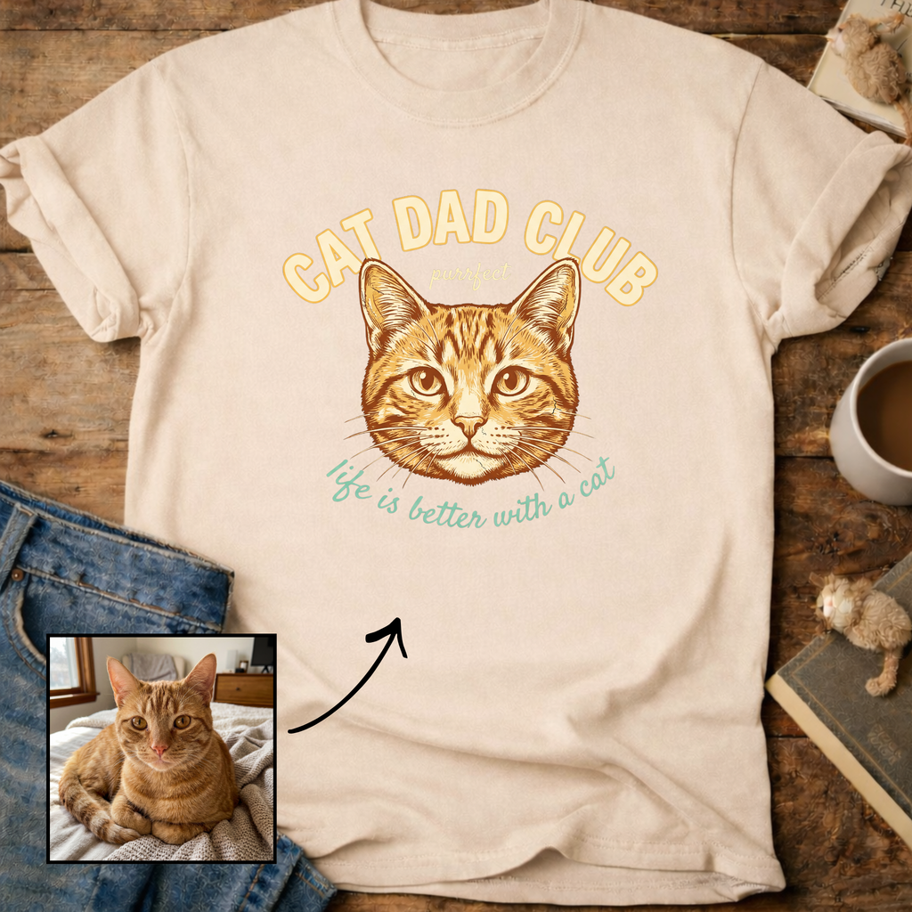 Customizable Personalized Cat Dad Club T-Shirt