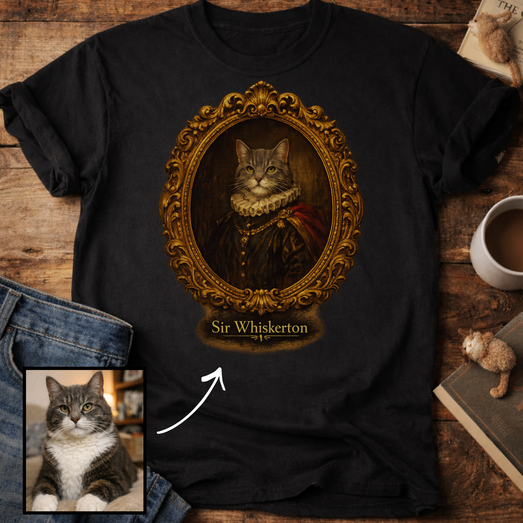 Personalized Royal Cat Portrait T-Shirt