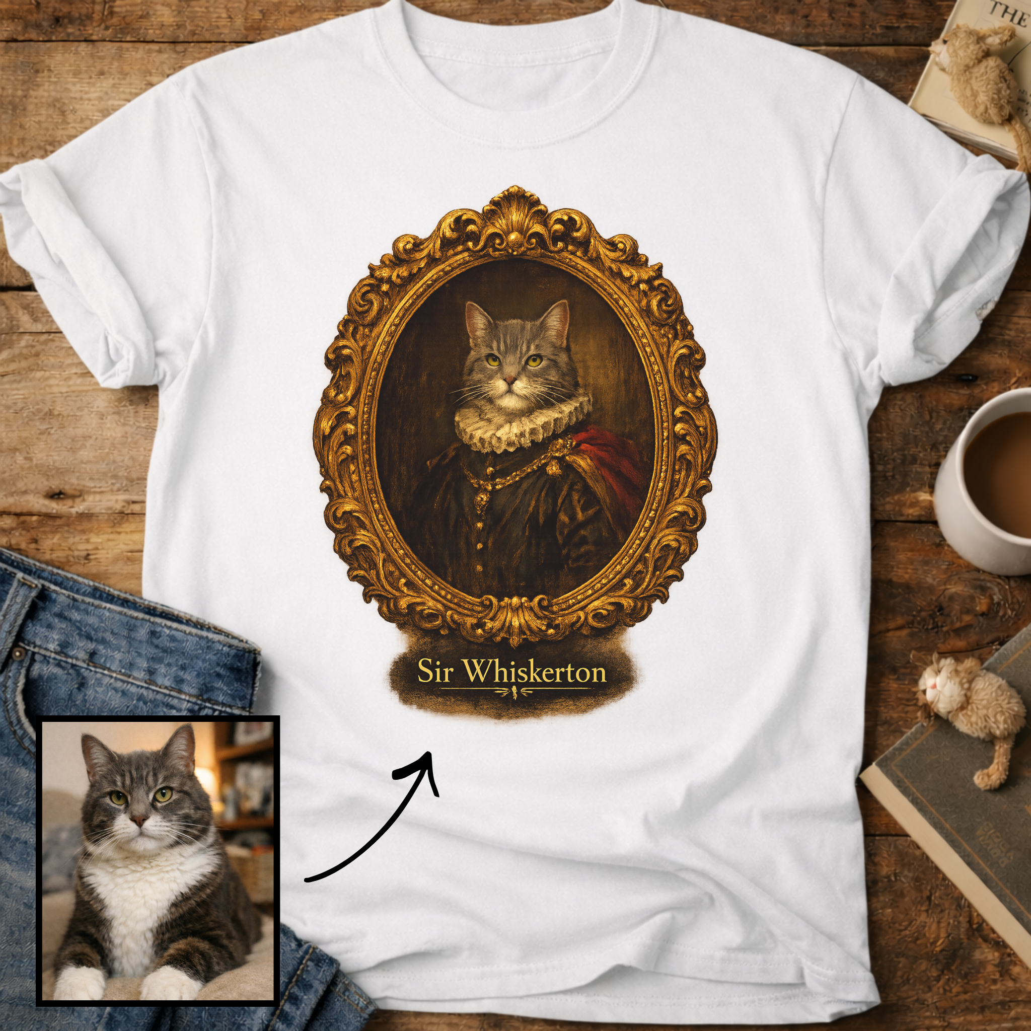 Personalized Royal Cat Portrait T-Shirt