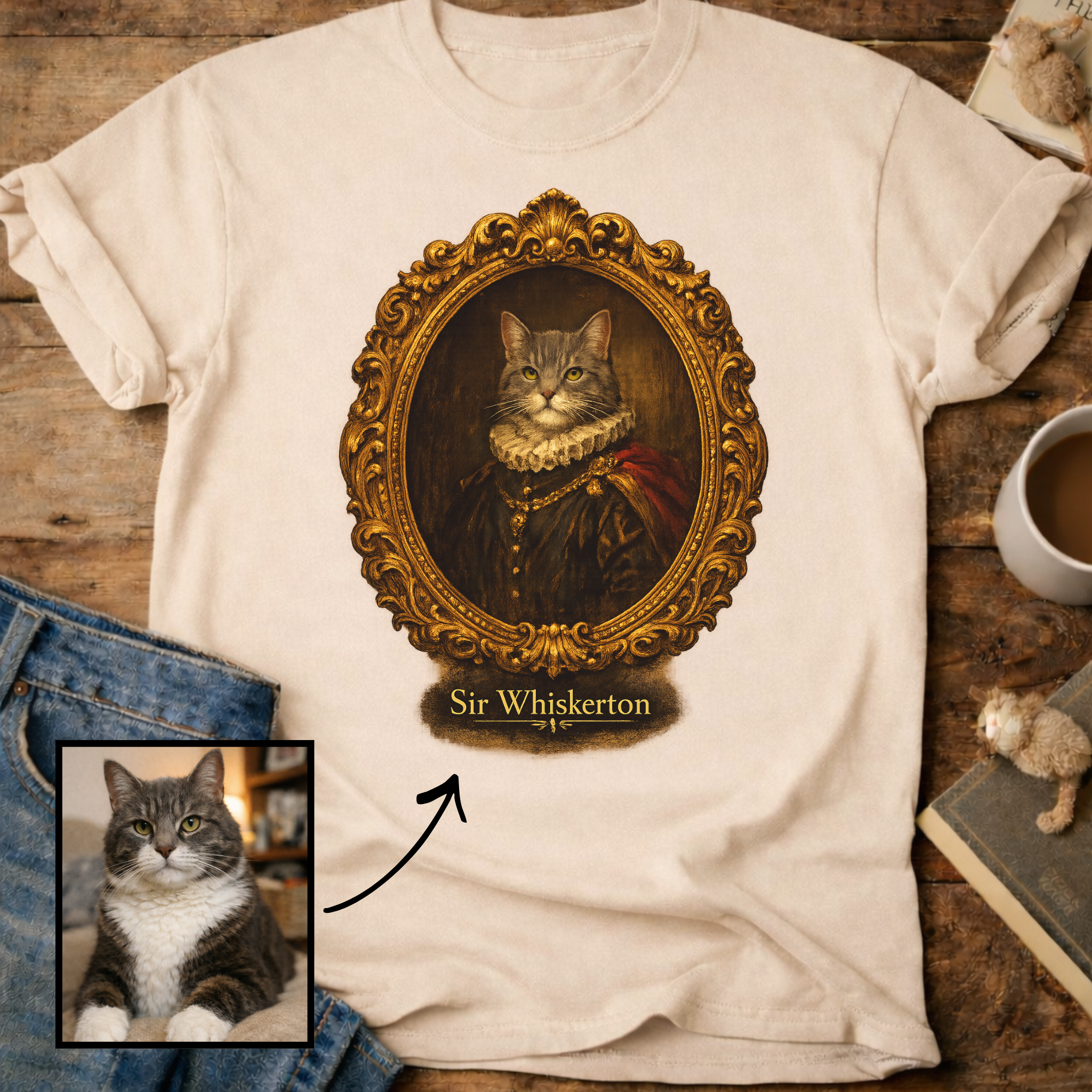 Personalized Royal Cat Portrait T-Shirt