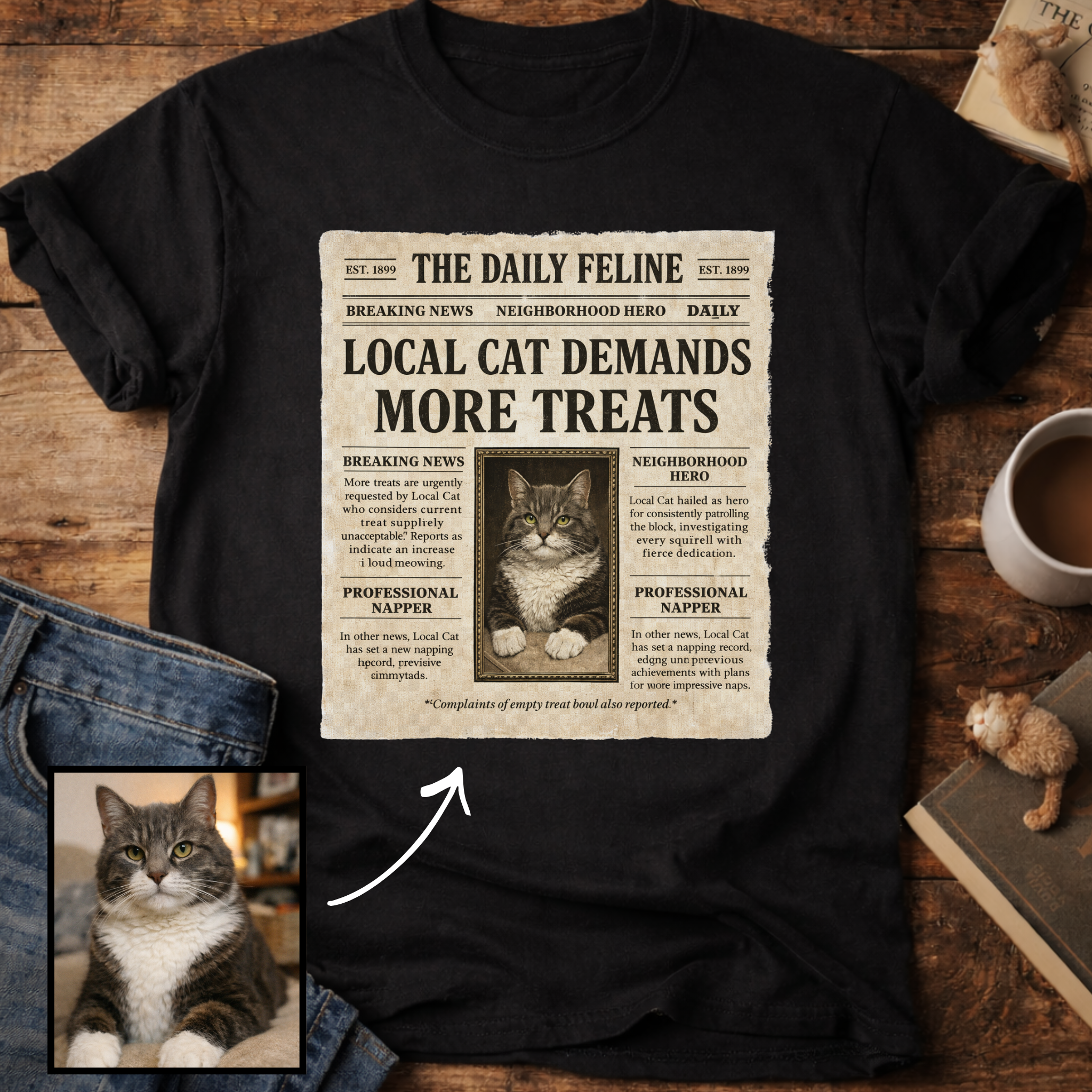 Personalized Custom Cat Newspaper T-Shirt