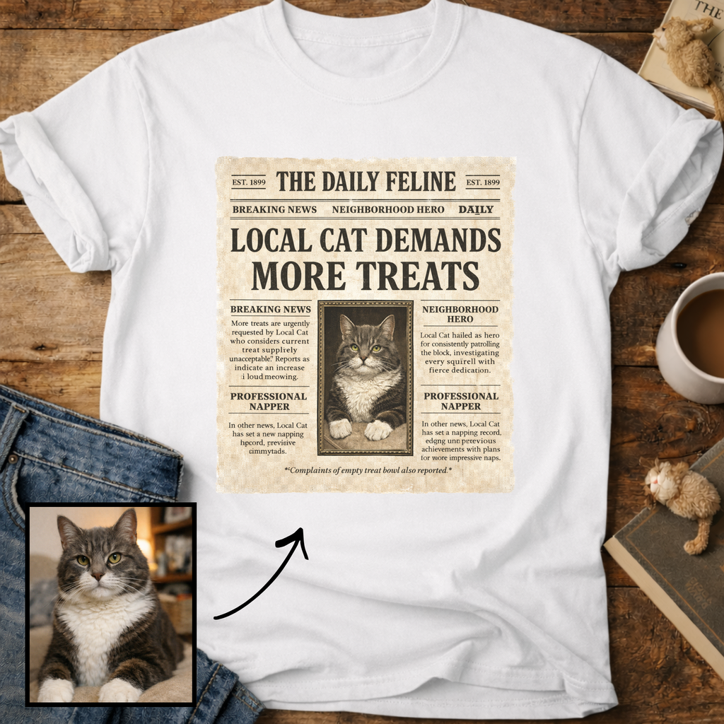 Personalized Custom Cat Newspaper T-Shirt
